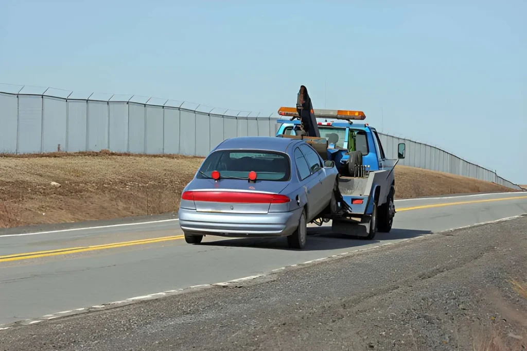 Tow truck responding to a vehicle breakdown